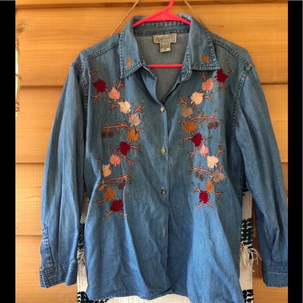 Vintage embroidered denim top